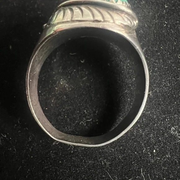 925 STERLING SILVER VINTAGE HEAVY TURQUOISE RING. MENS / WOMENS - Picture 6 of 8